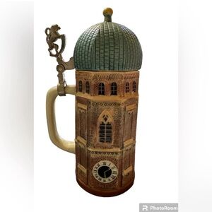 Vintage Germany Gerz Lidded Stein Pint - Munich Frauenkirche Tower